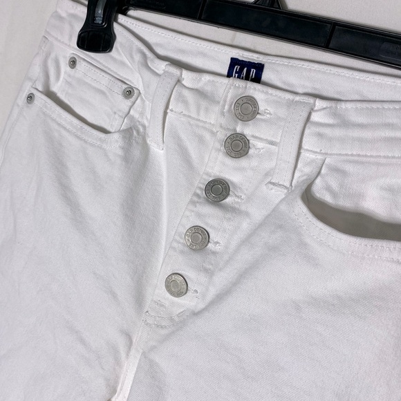 Gap White Cropped Exposed Button Fly Raw Hem Cigarette Jeans 6/28 - Picture 3 of 15